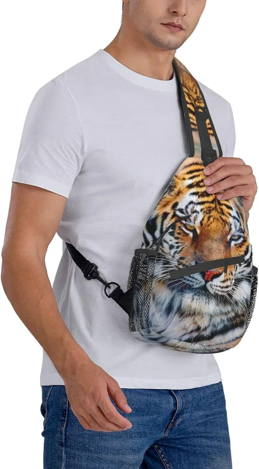 Tiger Crossbody Bag Men Shoulder Bag Backpack Cool Sling Bag Chest Casual Daypack for Outdoor