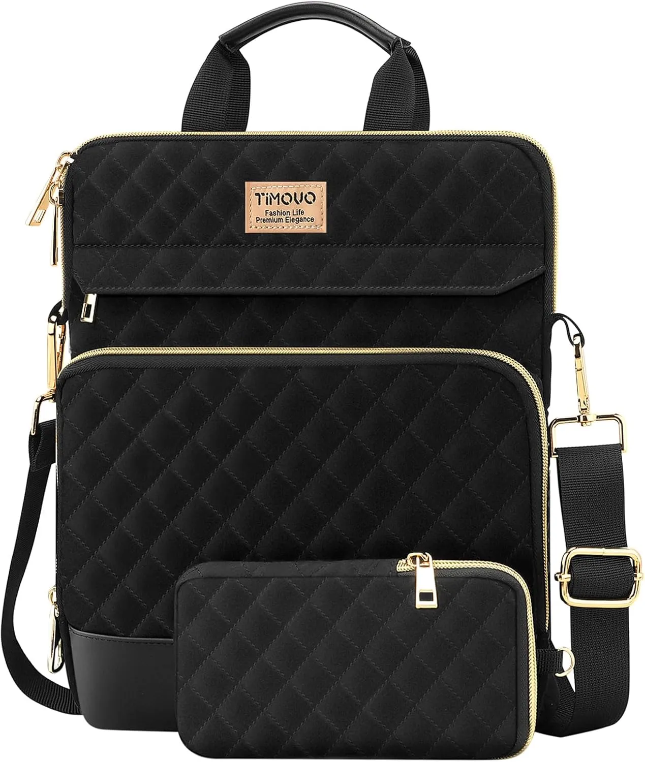 TiMOVO 13 Inch Tablet Sleeve Bag with Shoulder Strap for iPad Air 13" M3 2025, iPad Pro 13", iPad Pro 12.9", Galaxy Tab S9 Plus/S10 Plus/S9 FE /S9 FE Plus 12.4", Remarkable Paper Pro 11.8", Black