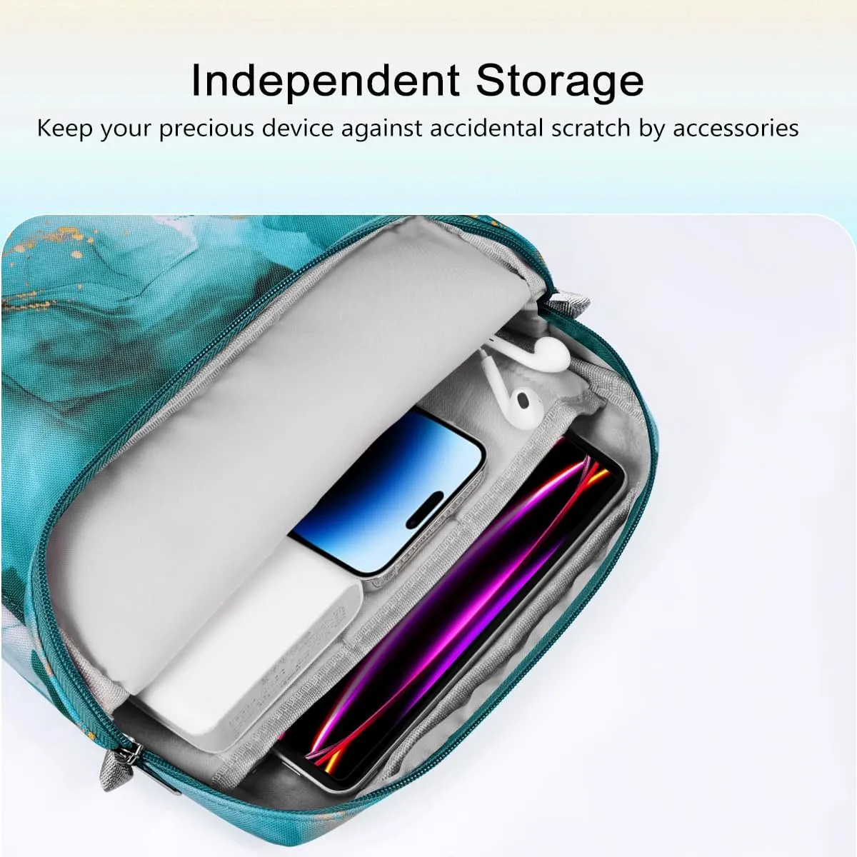 TiMOVO 13 Inch Tablet Sleeve Handbag with Shoulder Strap for iPad Air 13" M3 2025, iPad Pro 13", iPad Pro 12.9", Galaxy Tab S9 /S9 Plus/S10 /S10 Plus/S9 FE /S9 FE Plus 12.4", Cloud Peacock Blue