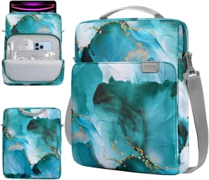 TiMOVO 13 Inch Tablet Sleeve Handbag with Shoulder Strap for iPad Air 13" M3 2025, iPad Pro 13", iPad Pro 12.9", Galaxy Tab S9 /S9 Plus/S10 /S10 Plus/S9 FE /S9 FE Plus 12.4", Cloud Peacock Blue