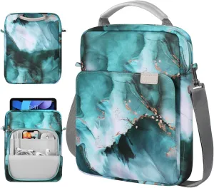 TiMOVO 9-11 Inch Tablet Sleeve Bag with Shoulder Strap for iPad 10th Gen. 10.9", iPad 9th/8th/7th Gen. 10.2", iPad Air 11/Air 5th/4th Gen. 10.9",Galaxy Tab A9 /A9 Plus 11", Cloud Peacock Blue