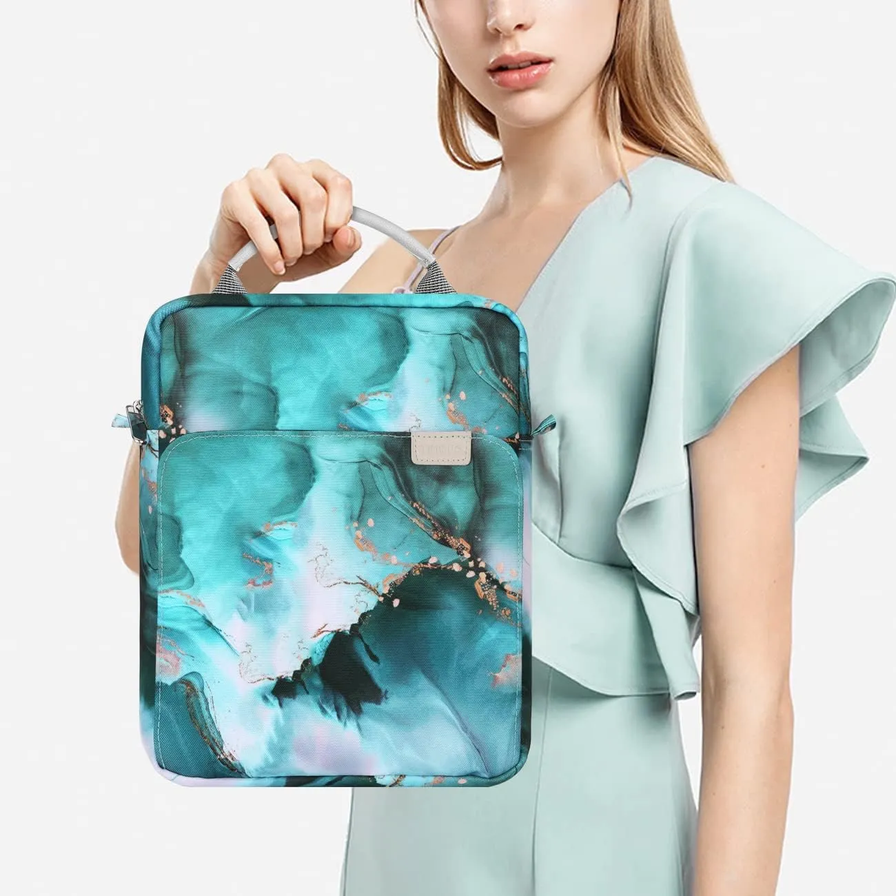 TiMOVO 9-11 Inch Tablet Sleeve Bag with Shoulder Strap for iPad 10th Gen. 10.9", iPad 9th/8th/7th Gen. 10.2", iPad Air 11/Air 5th/4th Gen. 10.9",Galaxy Tab A9 /A9 Plus 11", Cloud Peacock Blue