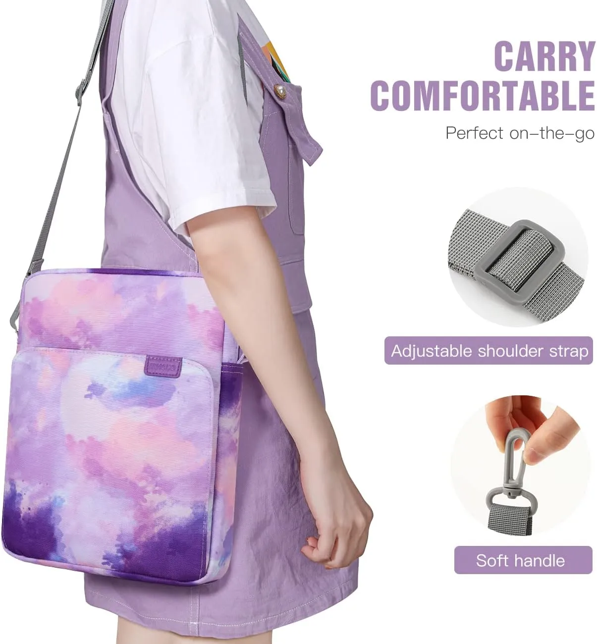 TiMOVO 9-11 Inch Tablet Sleeve Bag with Shoulder Strap for iPad 11-inch A16 2025, iPad 10th Gen. 10.9", iPad 10.2", iPad Air 11 Inch/5th/4th Gen. 10.9", Galaxy Tab A9 Plus 11", Watercolor Purple