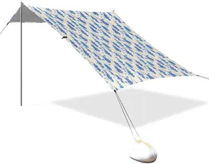 Tiny Blue Gladiolus Flowers Foldable Beach Cabana UPF50  Easy Setup Sun Shelter with Sand Shovel for Camping, Picnics, Backyard & Fishing