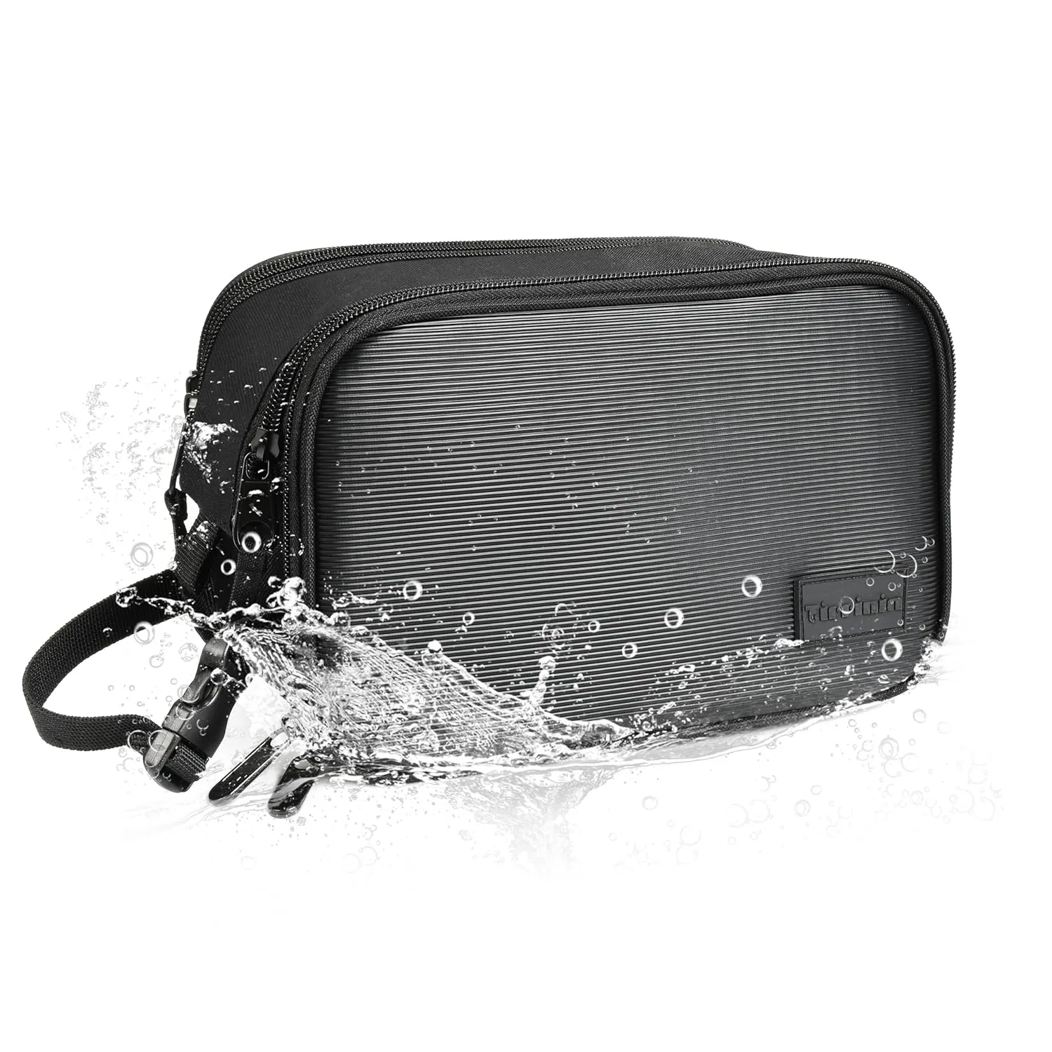 Tirrinia Toiletry Bag for Men and Women- Water-resistant Travel Dopp Kit, Bathroom Toiletries Organizer, Carry-on Cosmetic Pouch, Black