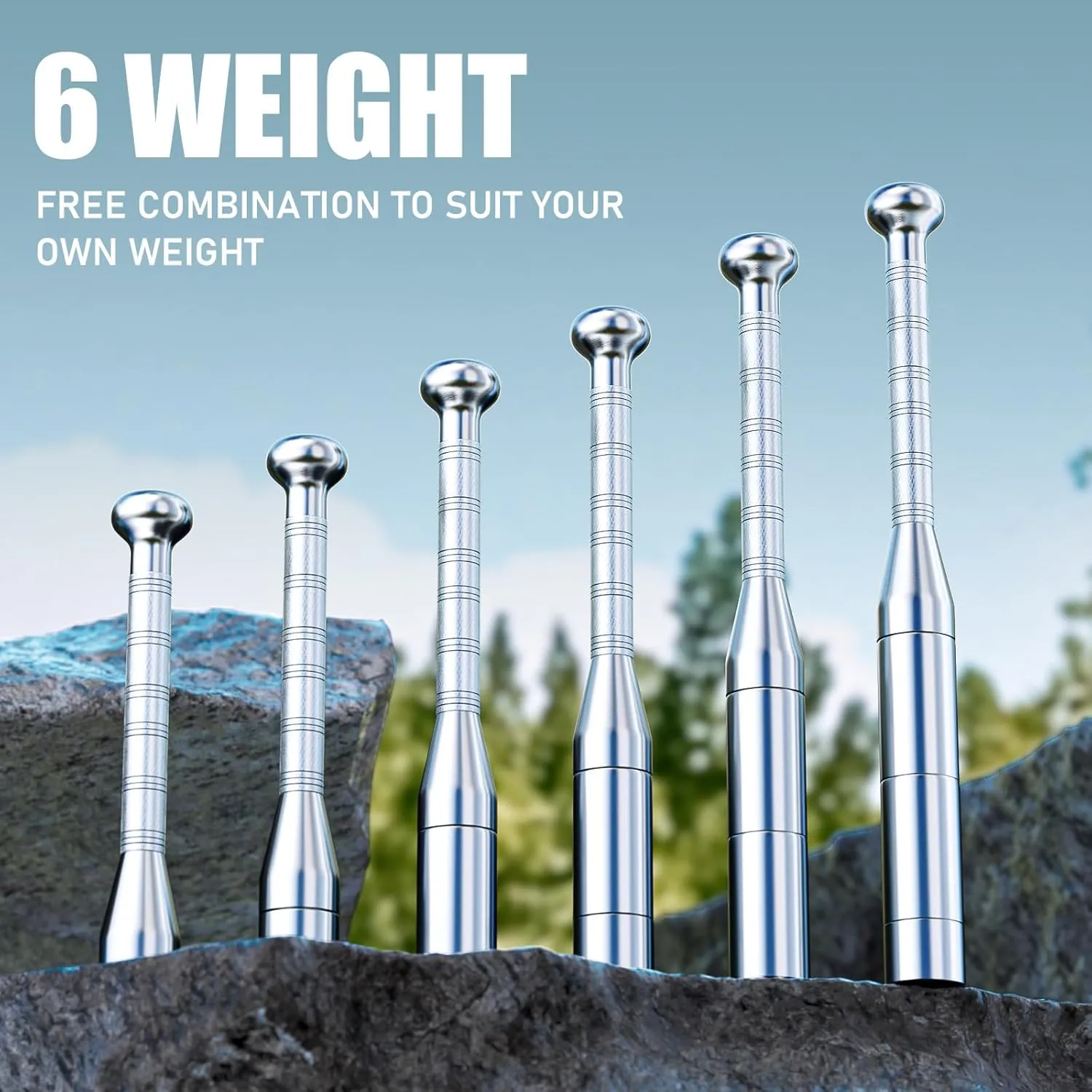 TOBWOLF 17.5LB/22LB Adjustable Macebell Clubbell, 6 in 1 Indian Club Weighted Clubbell, Indian Club for Body Workouts, Weighted Club Strength Training Equipment in Home & Gym