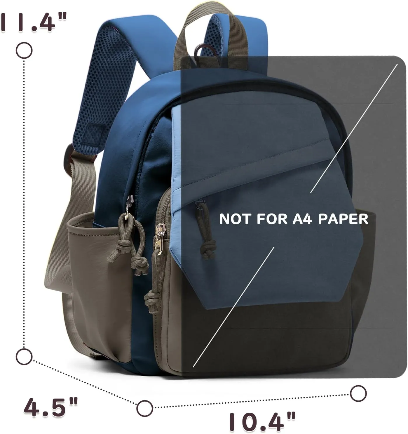 Toddler Backpack for Boys Girls, Kindergarten Kids Backpack, Preschool Bookbag with Name Tag Pocket, Small Child Backpacks Daypack for Travel, Hiking Blue Khaki