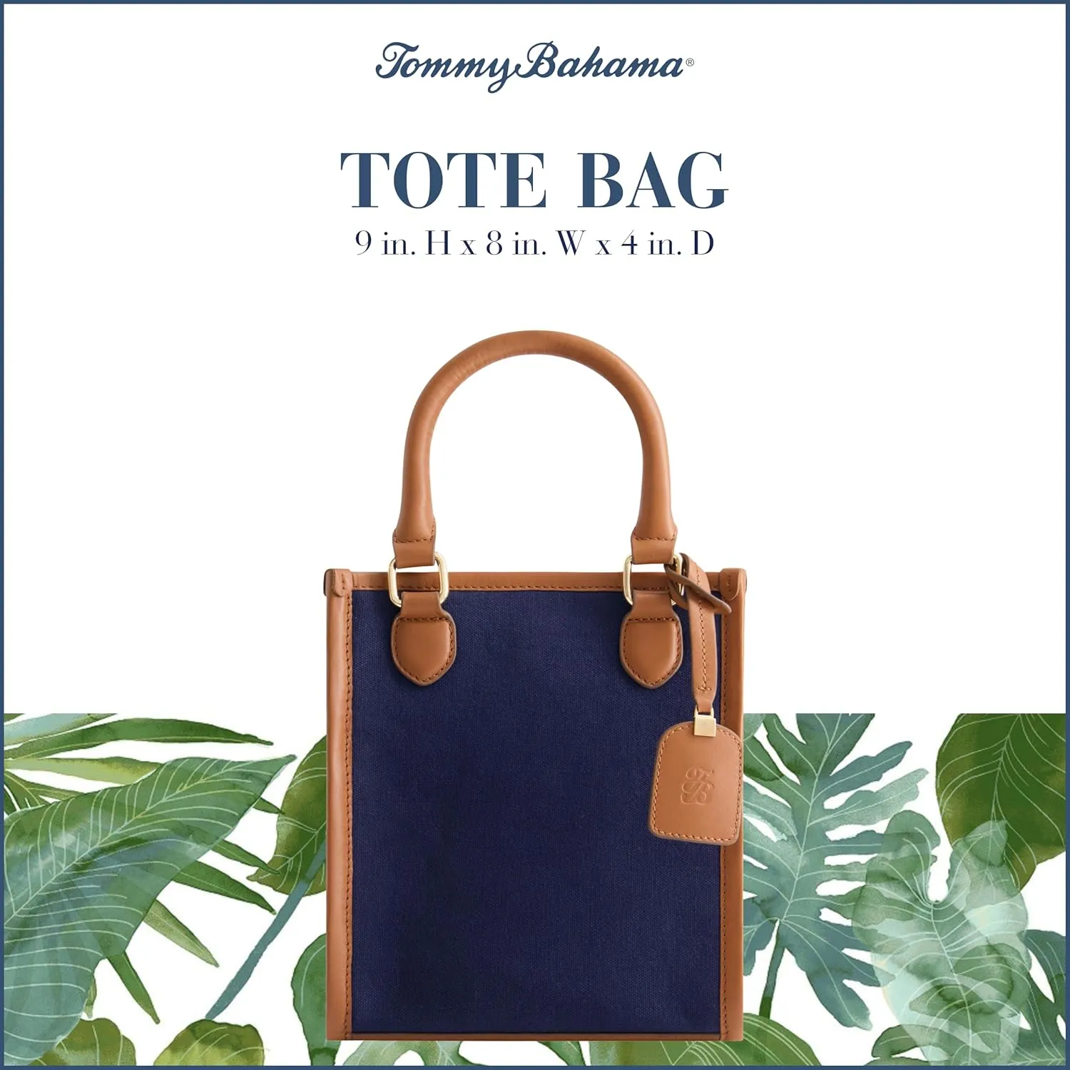 Tommy Bahama Women's Tote Bag, North South Travel Purse Handbag with Adjustable Shoulder Strap and Leather Trim