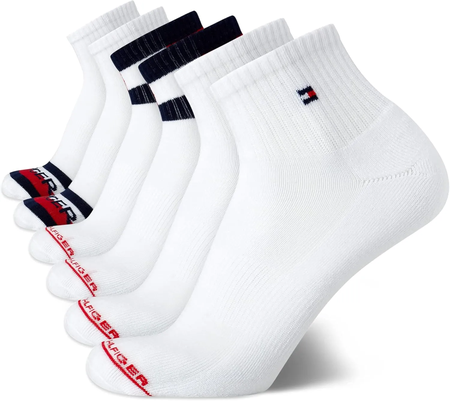 Tommy Hilfiger Men's Athletic Socks - Performance Cushion Quarter Cut Ankle Socks (6 Pack)