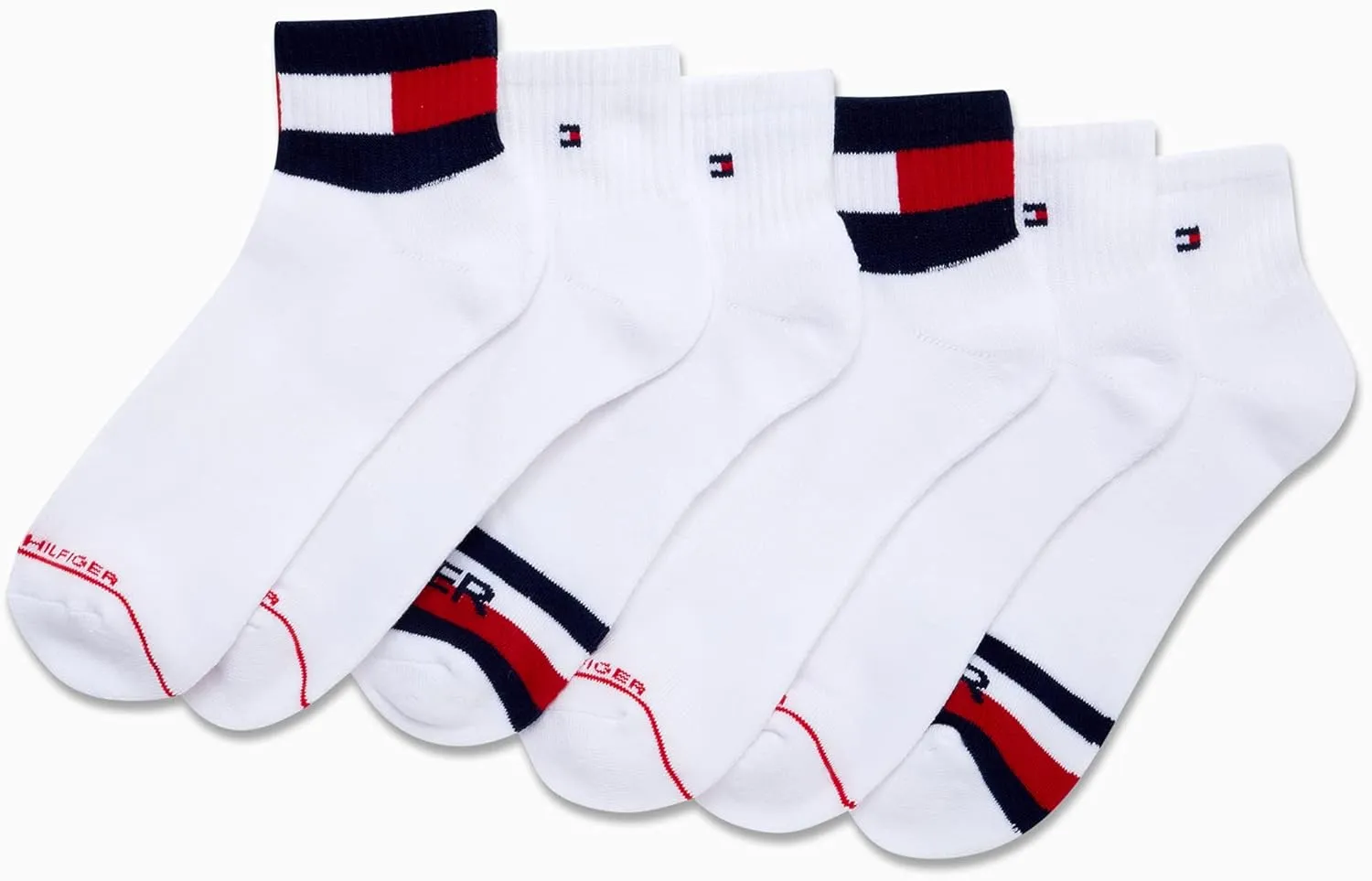 Tommy Hilfiger Men's Athletic Socks - Performance Cushion Quarter Cut Ankle Socks (6 Pack)