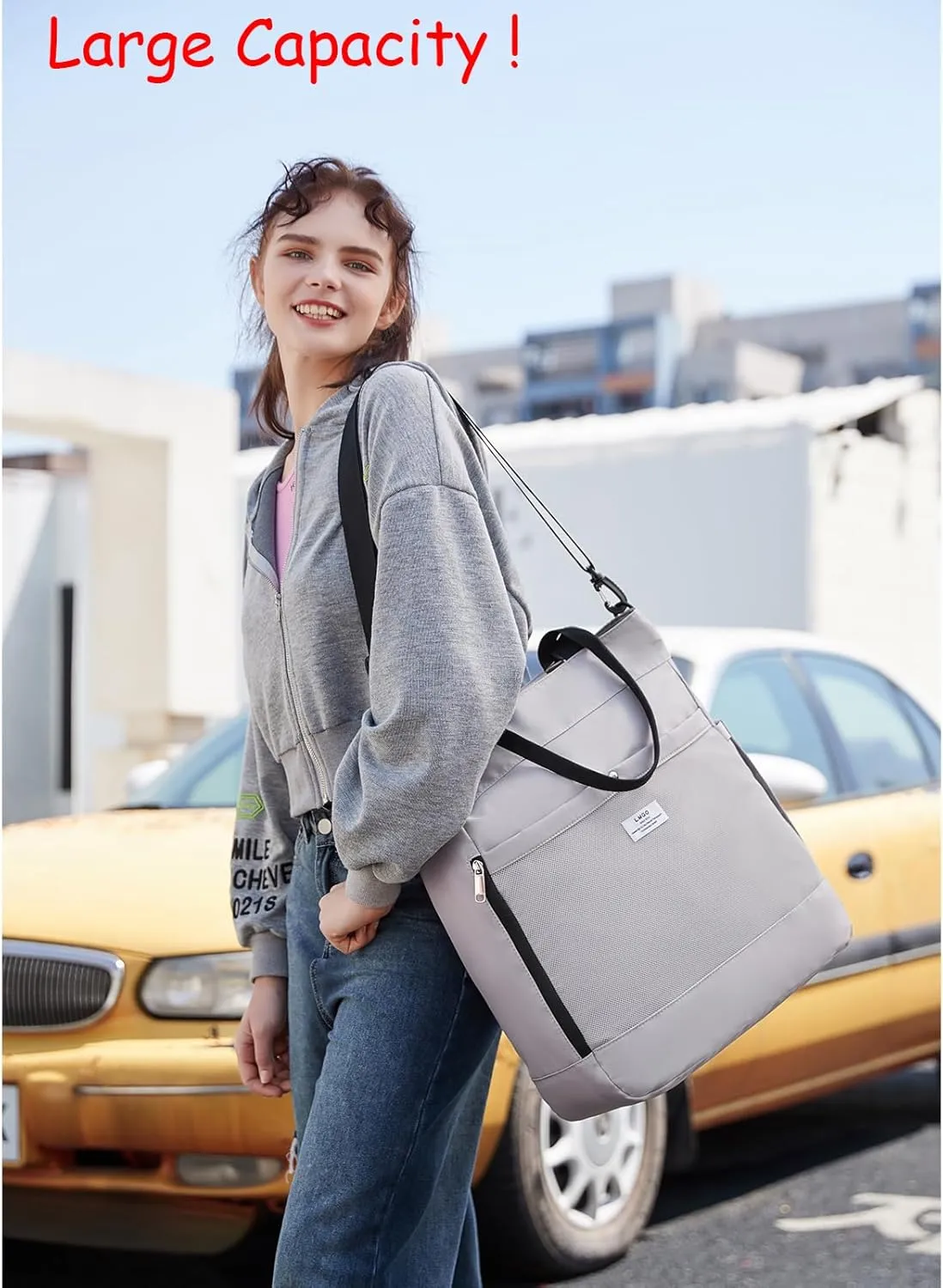Tote Bag with Multi Pockets, Crossbody Handbag with Removable Strap for Men & Women for Work Gym Beach Travel Shopping