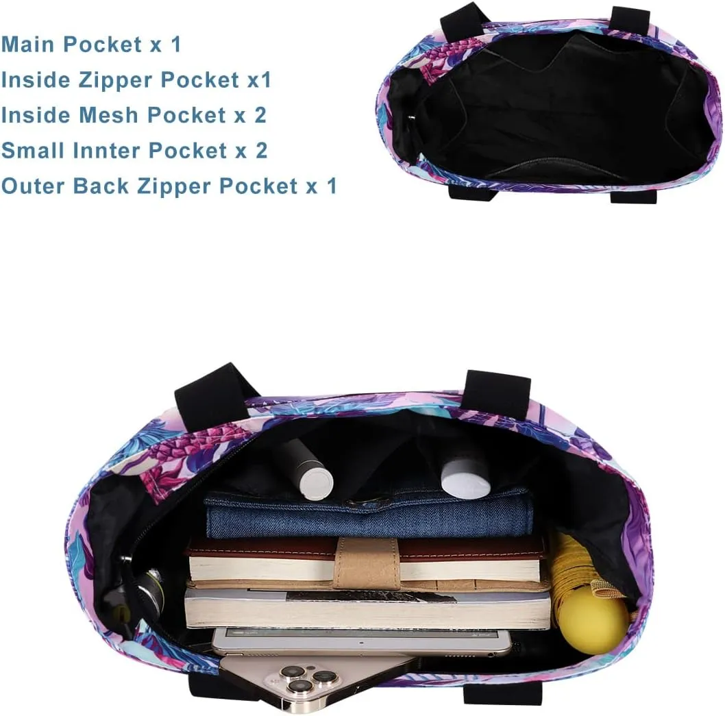 Tote Bag with Zipper for Women Inside Mesh Pocket Heavy Duty Casual Anti-water Cloth Travel Shoulder Handbag