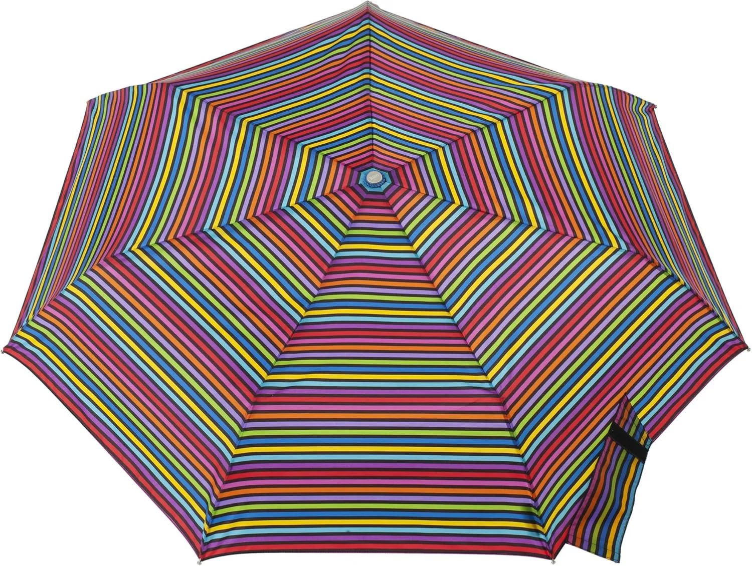 totes Automatic Open Close Water-Resistant Travel Folding Umbrella with Sun Protection, Skinny Stripe