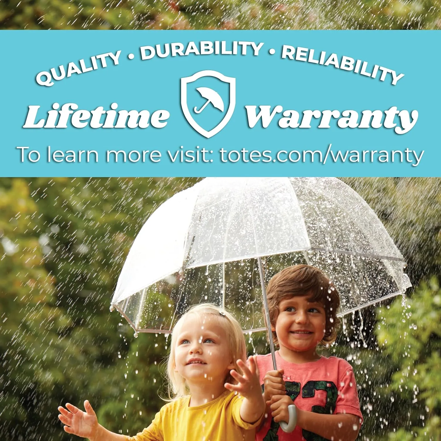 totes Kids Clear Bubble Umbrella with Dome Canopy, Lightweight Design, Wind and Rain Protection, Blue, Kids - 38" Canopy