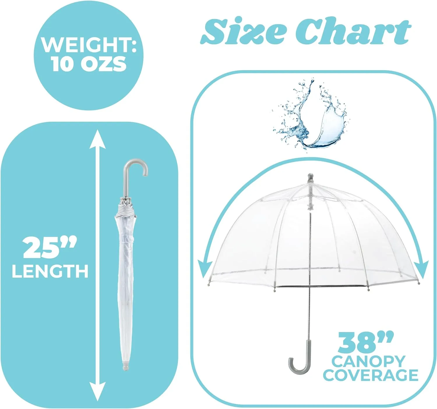 totes Kid's Clear Bubble Umbrella with Dome Canopy, Lightweight Design, Wind and Rain Protection, Cosmic Adventure, Kids-38