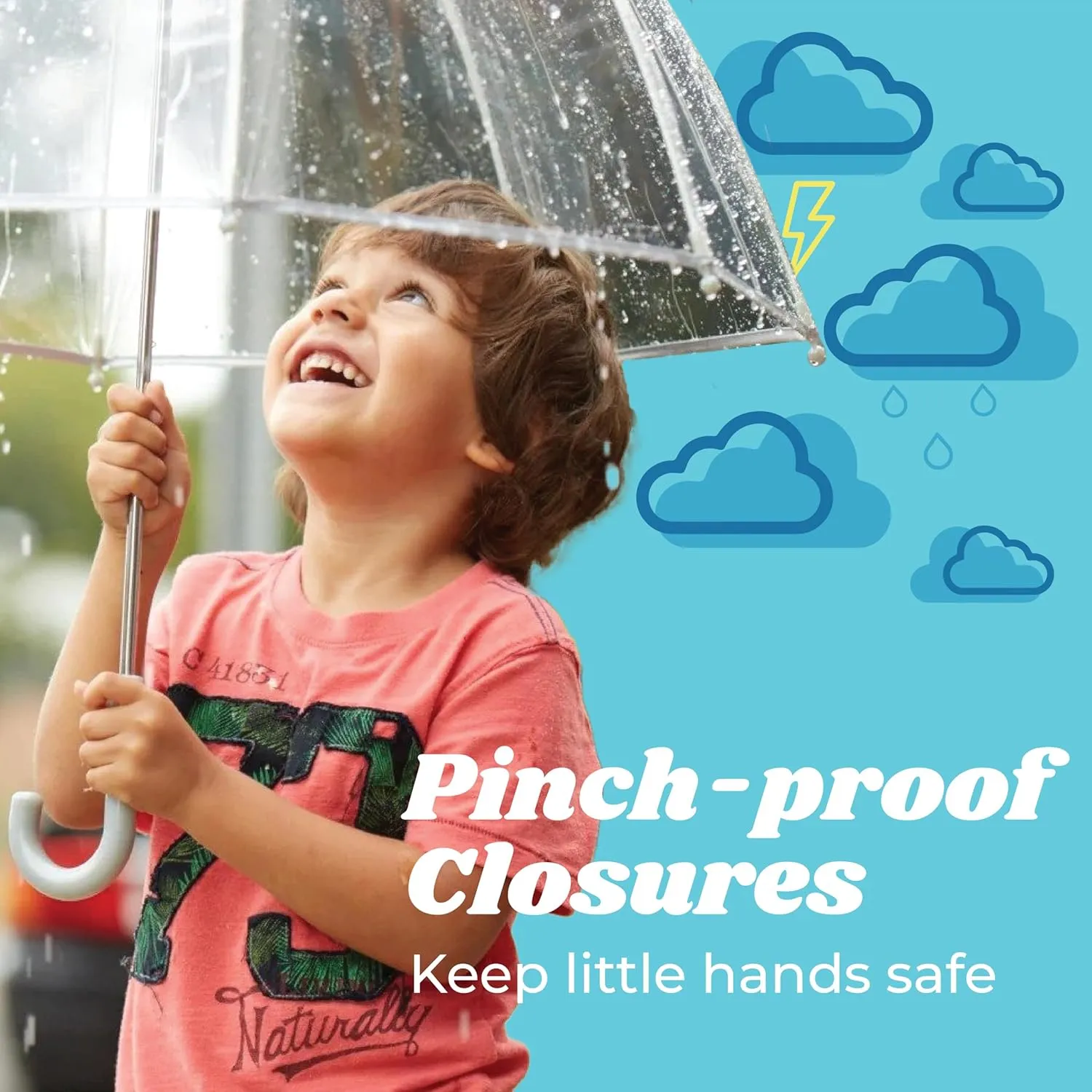 totes Kids Clear Bubble Umbrella with Dome Canopy, Lightweight Design, Wind and Rain Protection Umbrella, Dots, Kids - 38" Canopy