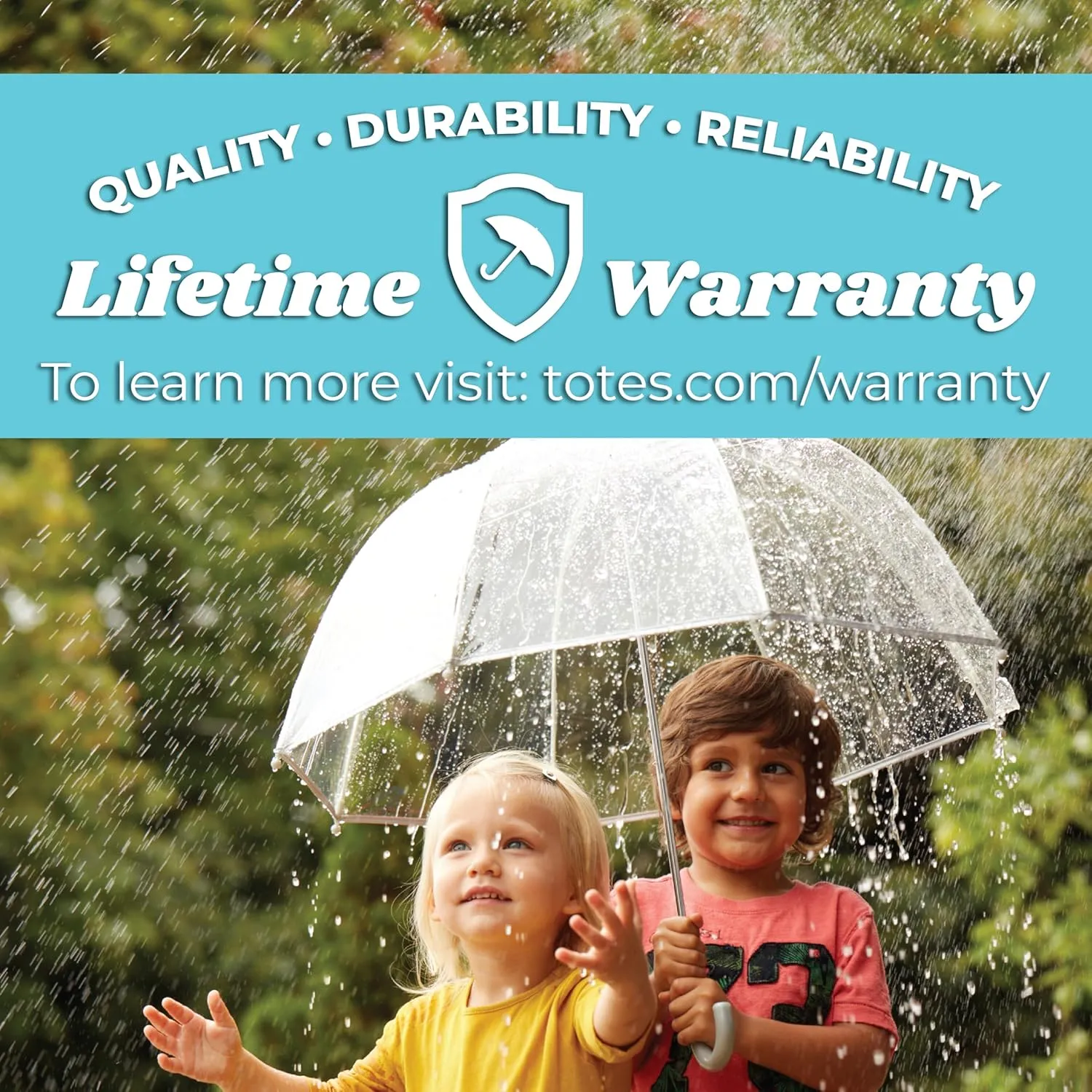 totes Kids Clear Bubble Umbrella with Dome Canopy, Lightweight Design, Wind and Rain Protection Umbrella, Dots, Kids - 38" Canopy