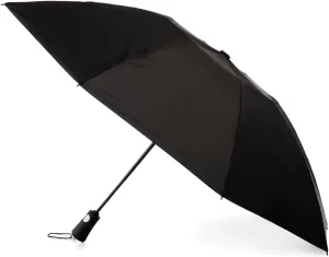 totes Reverse Close Folding Inbrella with Auto Open Close and Compact, Windproof Design, Black