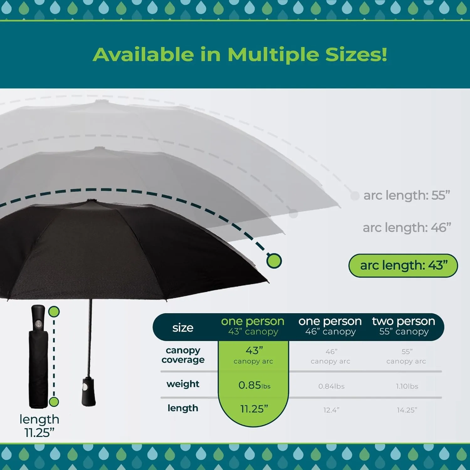 totes Reverse Close Folding Inbrella with Auto Open Close and Compact, Windproof Design, Black