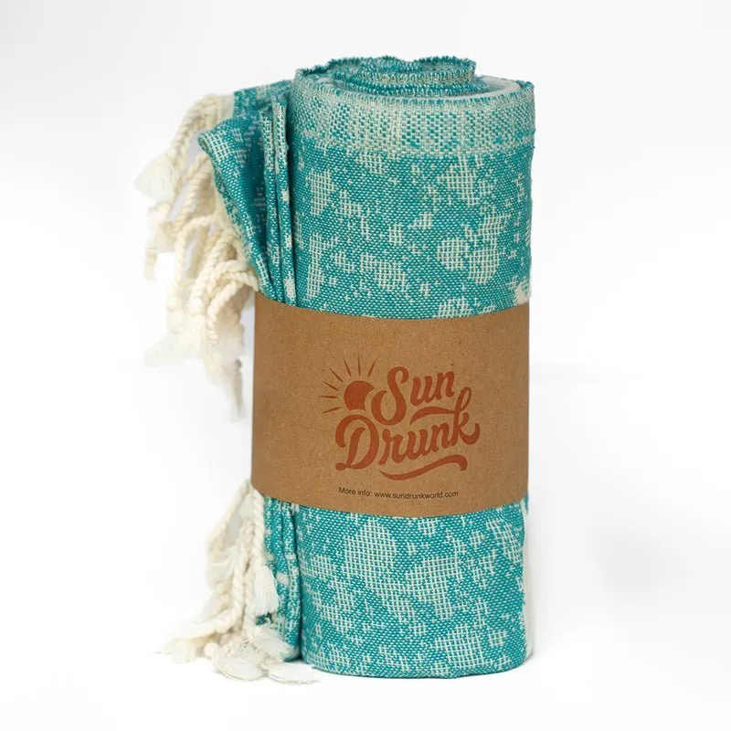 Tourbillon Turquoise - Turkish Towel by Sun Drunk