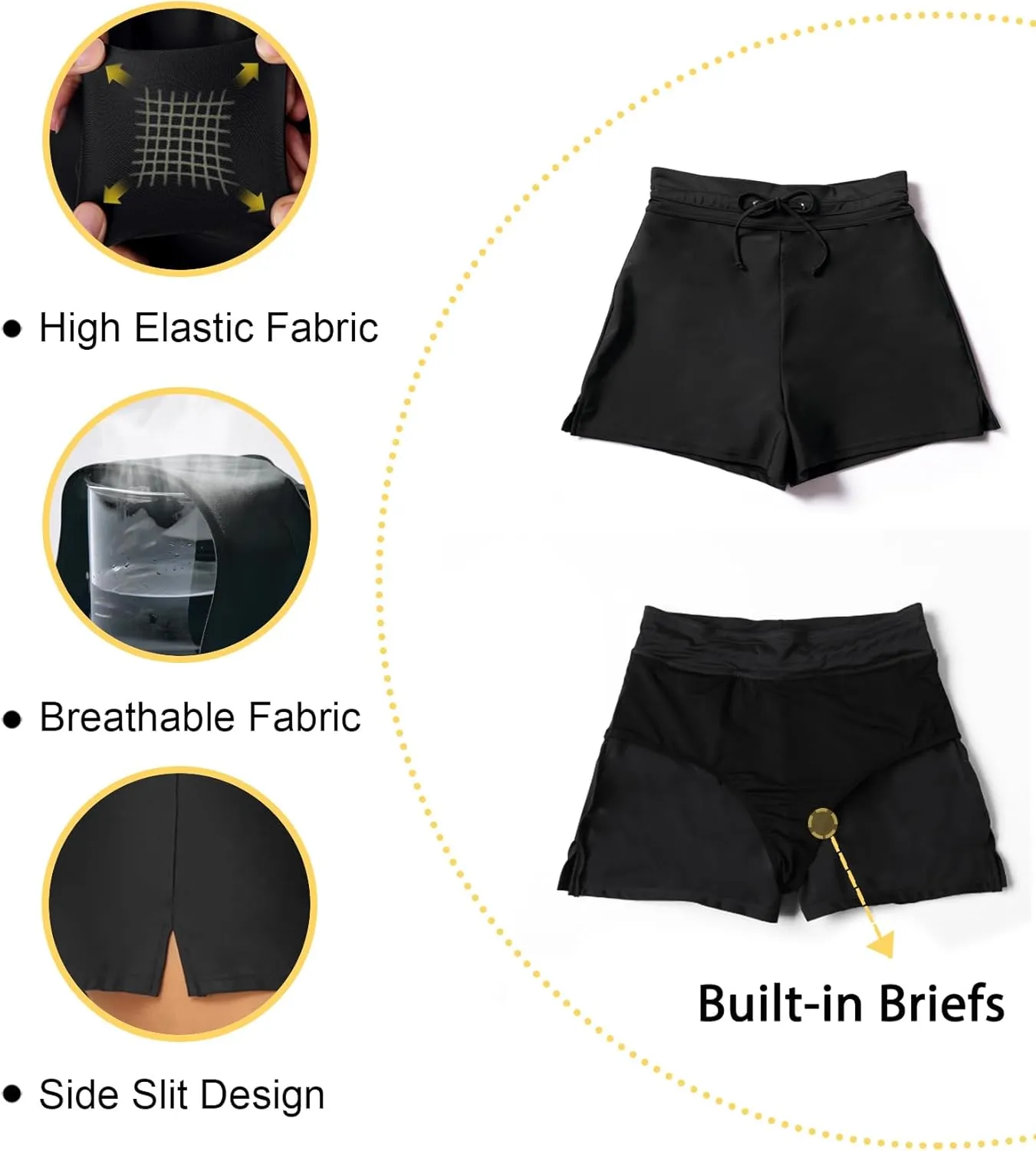 Tournesol Women's Swim Shorts High Waisted Bathing Suit Bottoms Swimsuit Tankini Boy Shorts with Liner