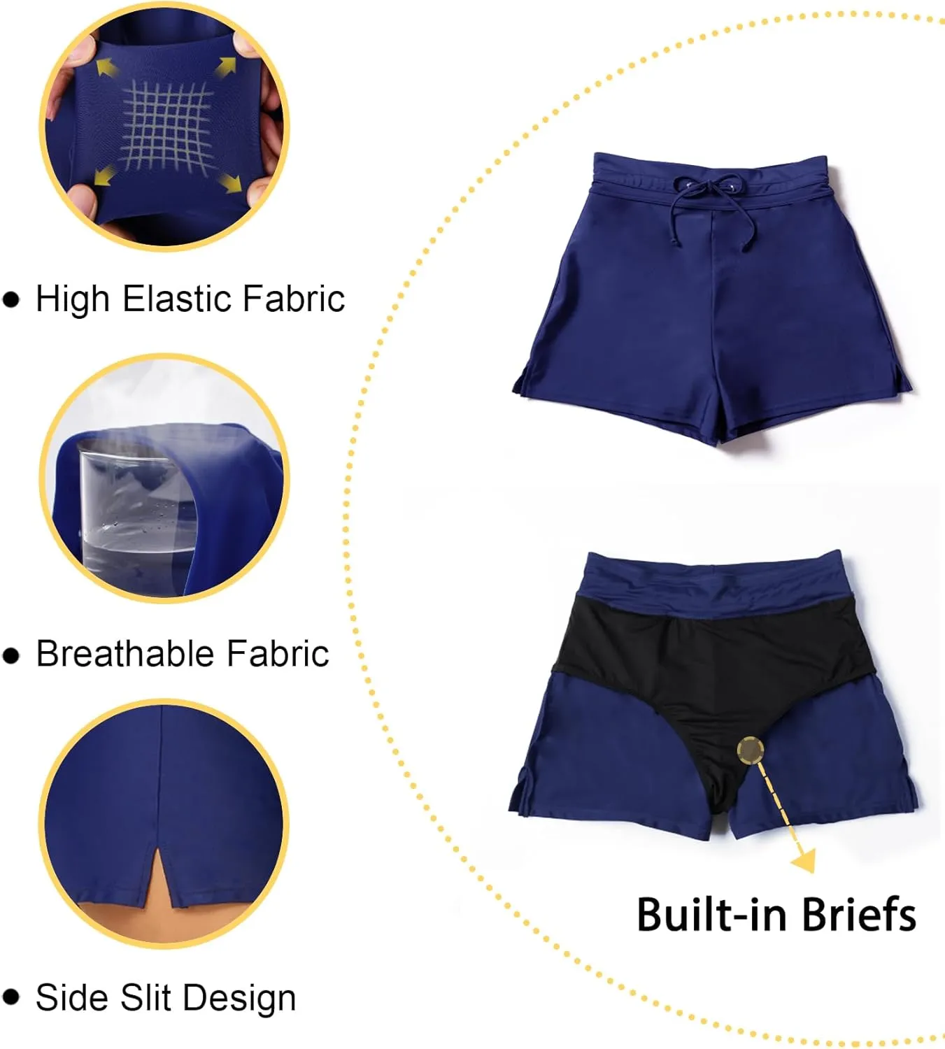 Tournesol Women's Swim Shorts High Waisted Bathing Suit Bottoms Swimsuit Tankini Boy Shorts with Liner