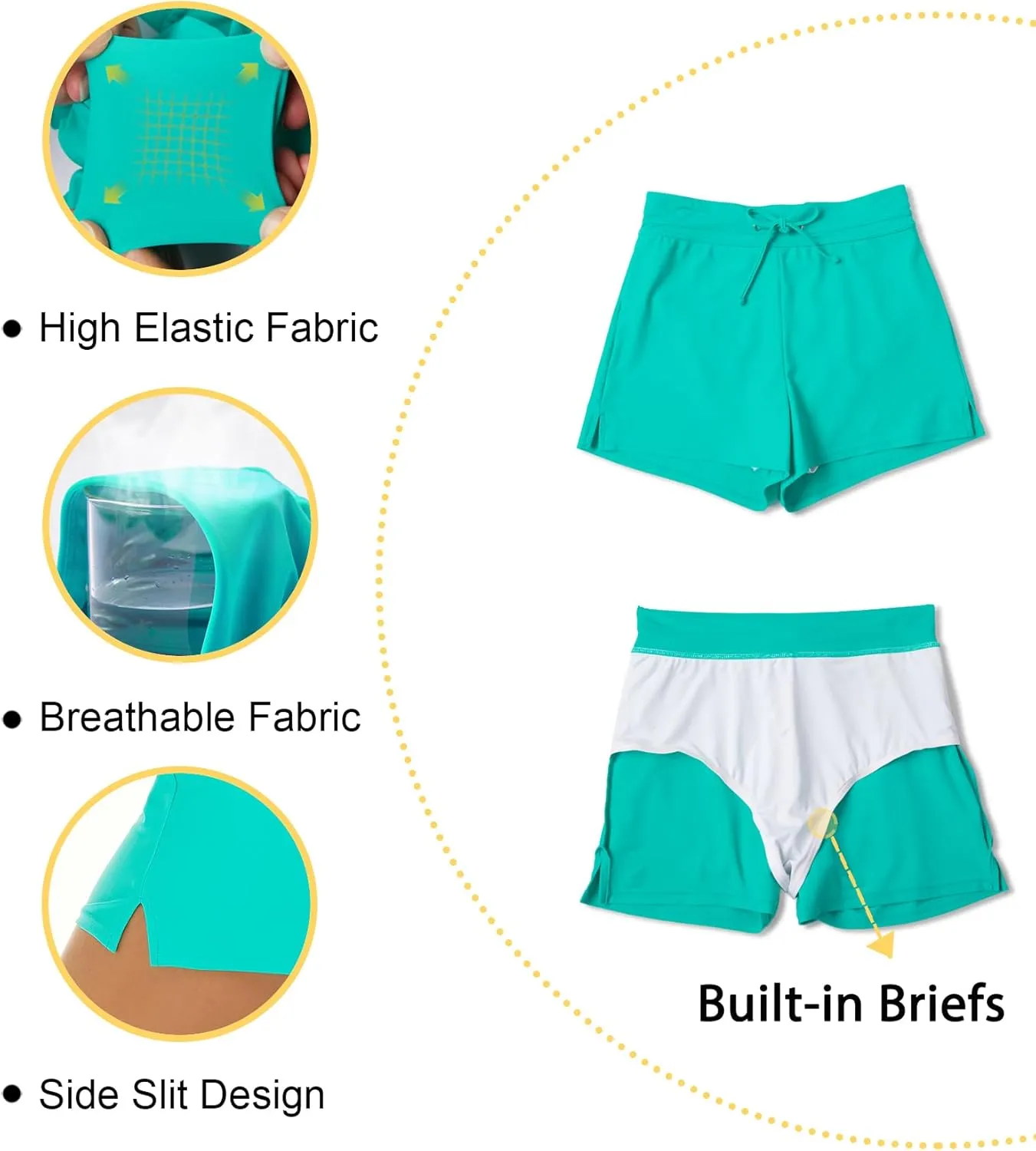 Tournesol Women's Swim Shorts High Waisted Bathing Suit Bottoms Swimsuit Tankini Boy Shorts with Liner
