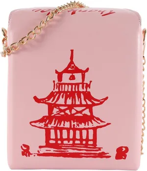 Tower Print Crossbody Shoulder Bag Women Novelty Chinese Takeout Purse Chinese Takeout Box Totes Purse Handbag