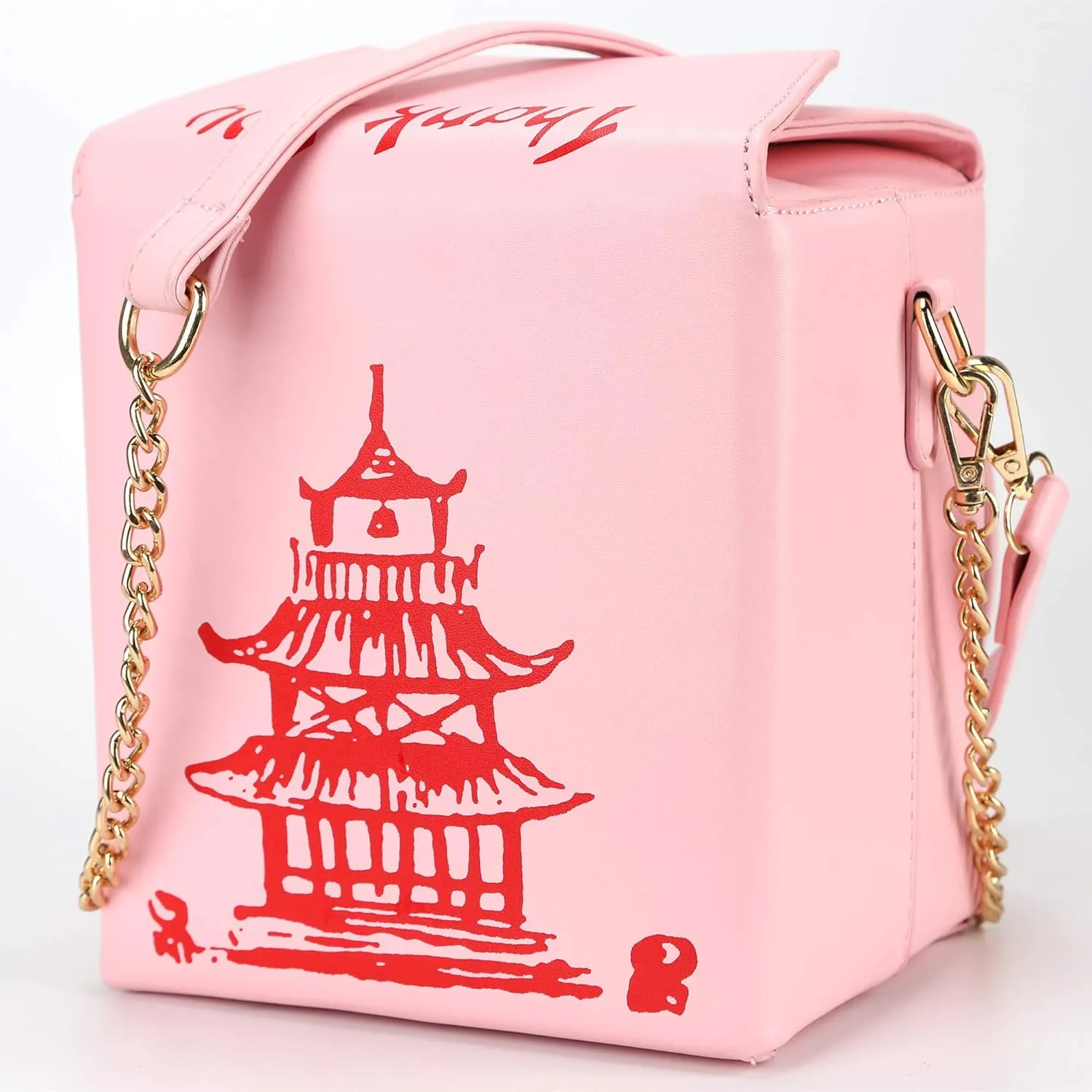 Tower Print Crossbody Shoulder Bag,Pu Chinese Takeout Box Totes Purse for Women