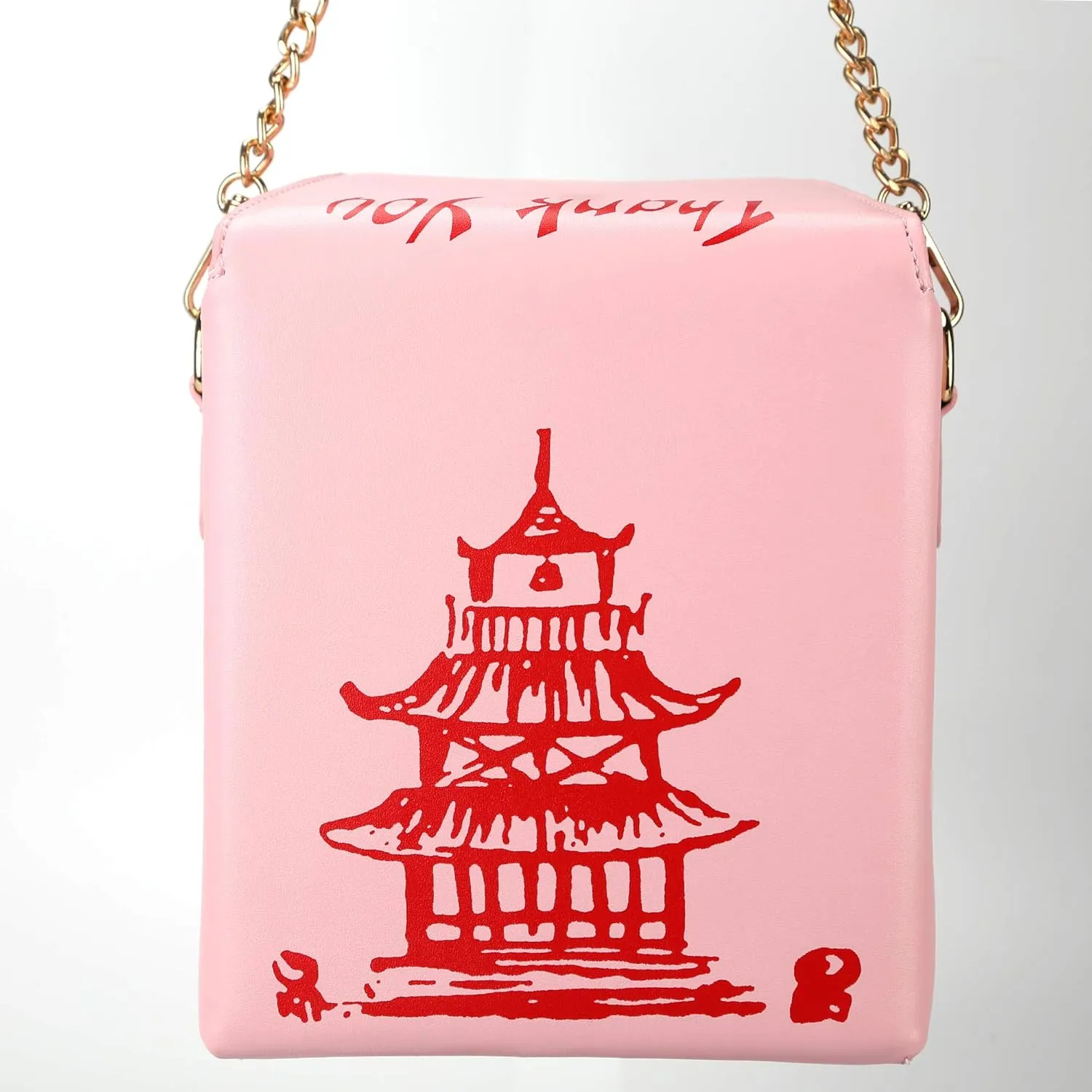 Tower Print Crossbody Shoulder Bag,Pu Chinese Takeout Box Totes Purse for Women