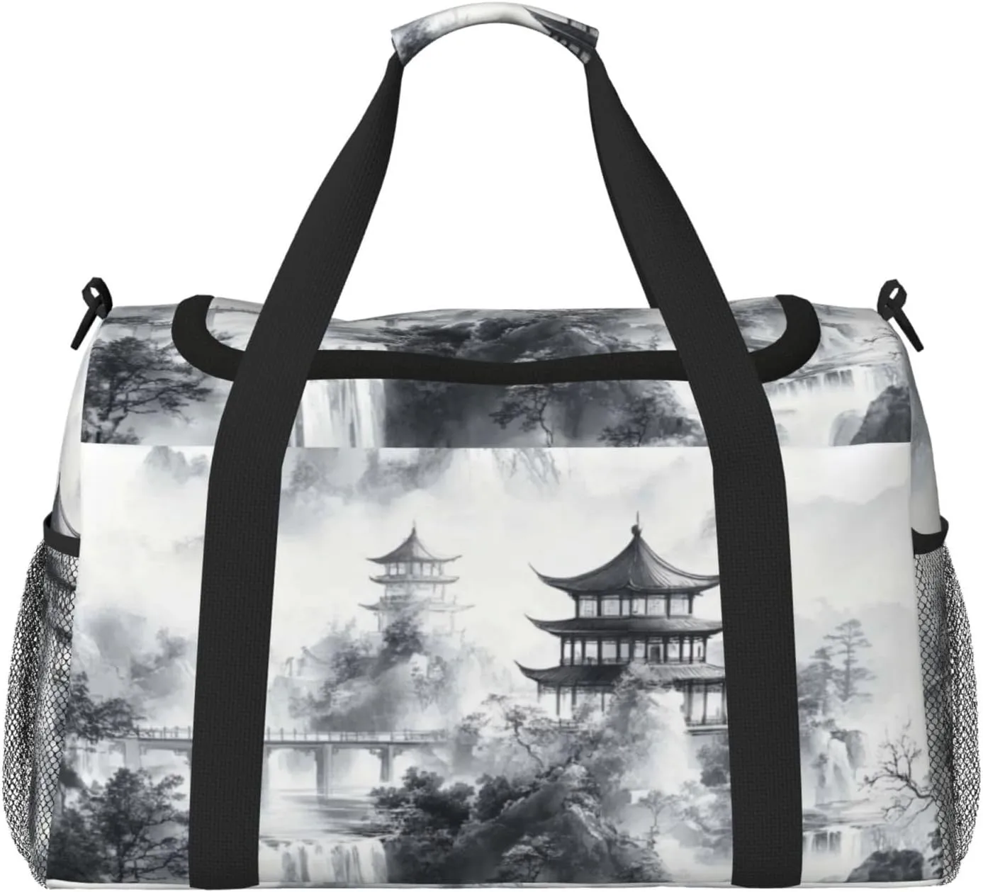 Traditional Chinese Ink Painting Travel Duffel Bag Tote Bag Sports Gym Bag For Women And Men