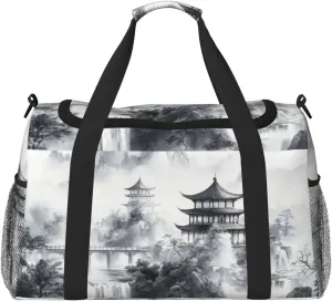 Traditional Chinese Ink Painting Travel Duffel Bag Tote Bag Sports Gym Bag For Women And Men