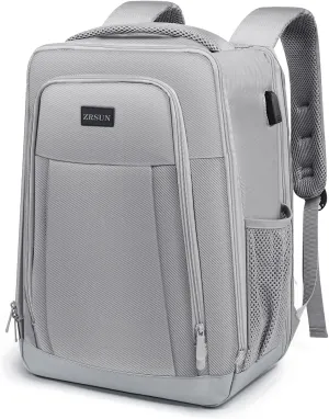 Travel Backpack, Business Anti Theft Slim Sturdy Laptops Backpack with USB Charging Port, Water Resistant College School Laptop Bag for Men & Women Fits 15.6 Inch Notebook(Grey)
