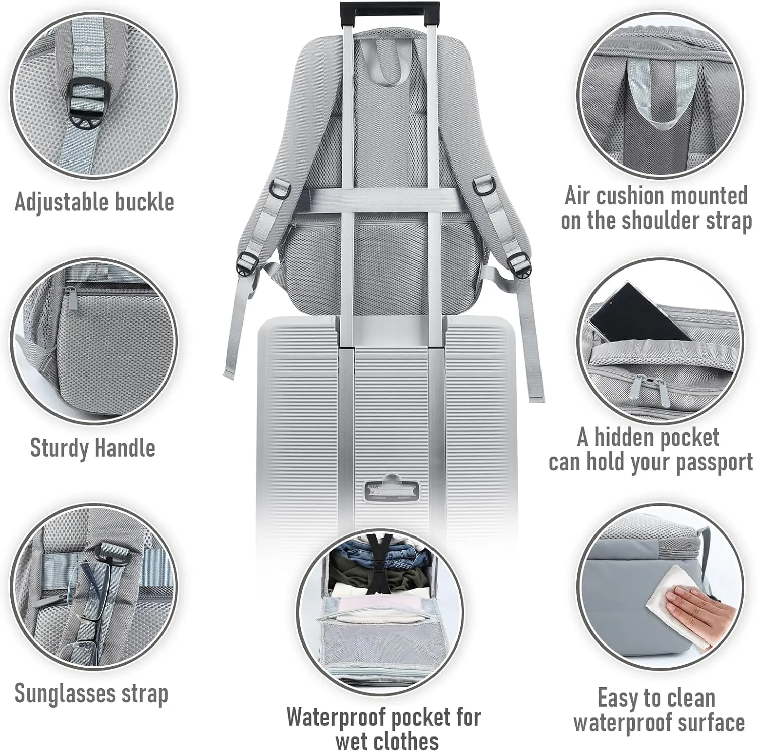 Travel Backpack, Business Anti Theft Slim Sturdy Laptops Backpack with USB Charging Port, Water Resistant College School Laptop Bag for Men & Women Fits 15.6 Inch Notebook(Grey)