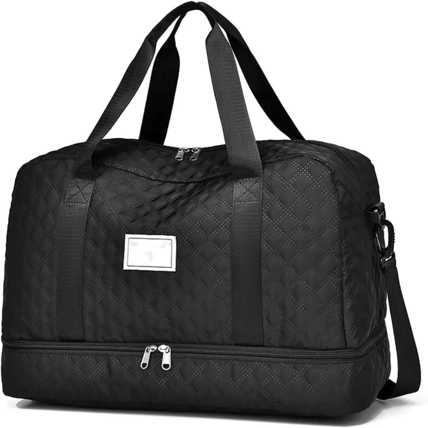 Travel Duffel Bag for Men and Women with Shoe Compartment, Carry-on Travel Bag for Fitness and Travel Black