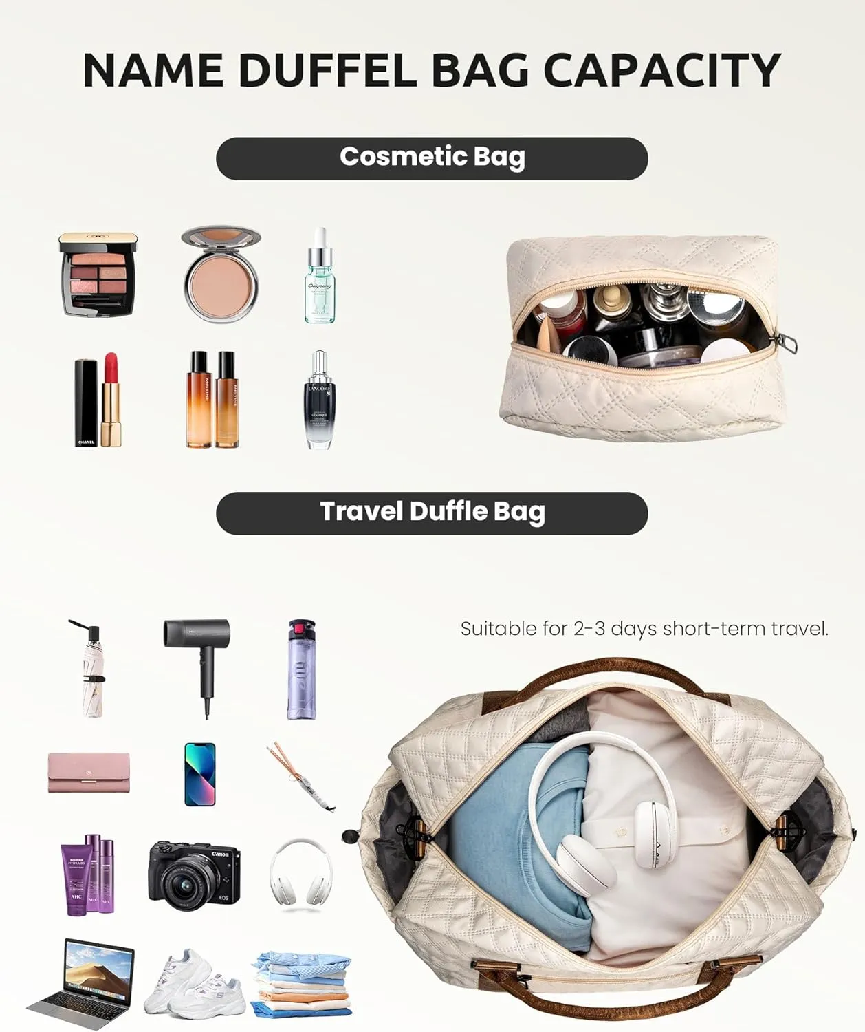Travel Essential for Girls, Kids Duffle Bag with Shoe Compartment, Personalized Girl Weekender Bag, Monogram Overnight Bag for Women, Letter Travel Bag with Makeup Bag (Letter D)