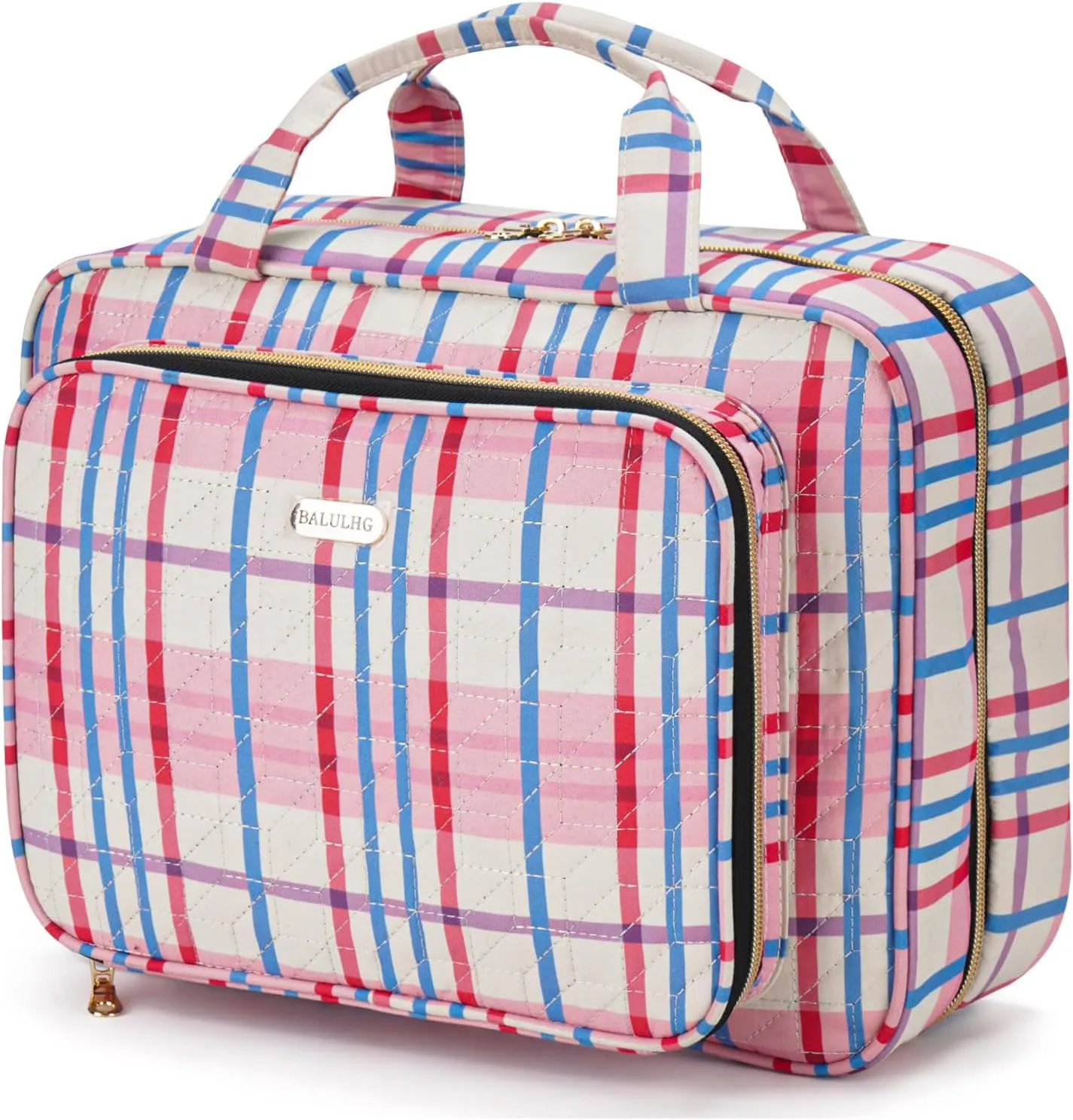Travel Hanging Toiletry Bag for Women, Water-Resistant Cosmetic Organizer with 4 Compartments & 360° Swivel Hook, TSA-Approved Makeup Bag for Shampoo, Full Sized Container, Toiletries (Pink)