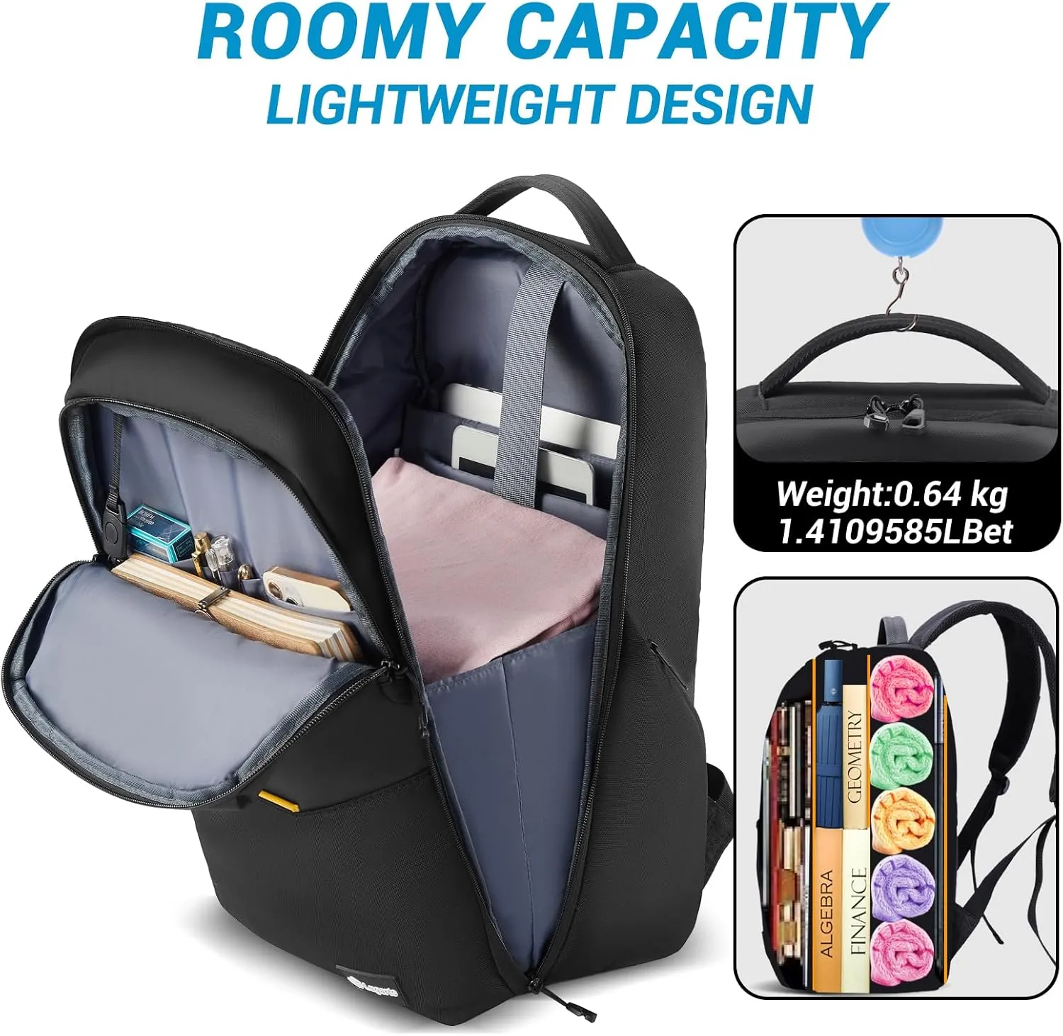 Travel Laptop Backpack for Men, Lightweight Casual Anti-Theft Backpack, Double Laptop Compartments with Sleeve, Slim Waterproof Computer Bag