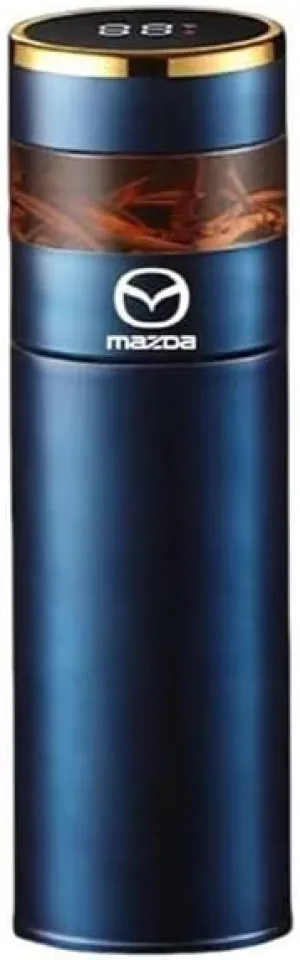Travel Mug for Mazda Biante 2008-2018 - 450ML Stainless Steel Vacuum Insulated Coffee Cup, Leakproof Thermal Tumbler with Temperature Display, Reusable Car Water Bottle,450ML-Blue(Gift Set)
