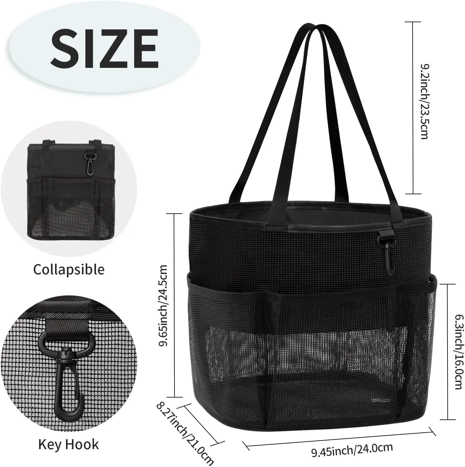 Travel Toiletry Bag, Large Capacity Toiletry Bag for Women Men, Mesh Shower Tote Bag, Quick Dry Shower Caddy Portable Toiletry Bath Bag Organizer for Bathroom, Gym, Beach, Swimming, Traveling, Mesh