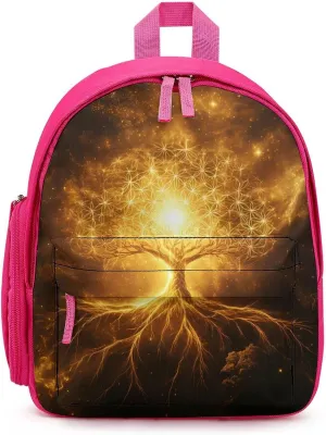 Tree with Golden Sacred Geometry Symbols Travel Backpack Water Resistant Luggage Daypack Business Weekender Bag for Men Women
