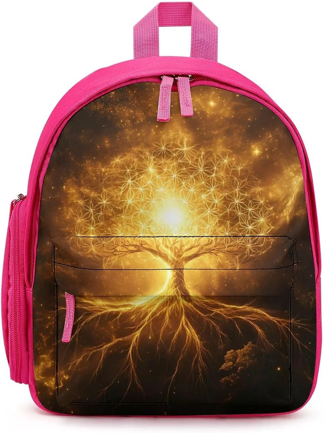 Tree with Golden Sacred Geometry Symbols Travel Backpack Water Resistant Luggage Daypack Business Weekender Bag for Men Women