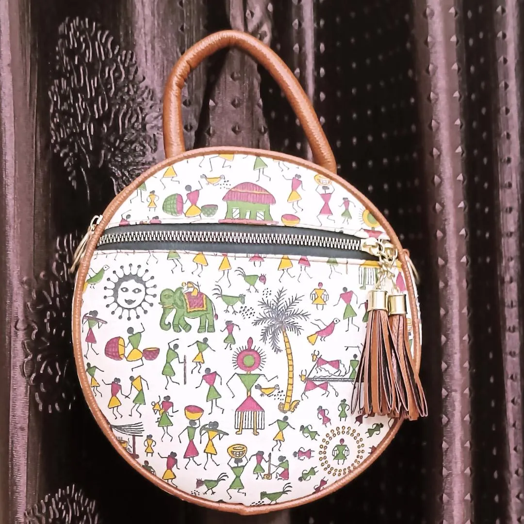 Tribal Tales - Round Shape Hand Cum Sling Bags