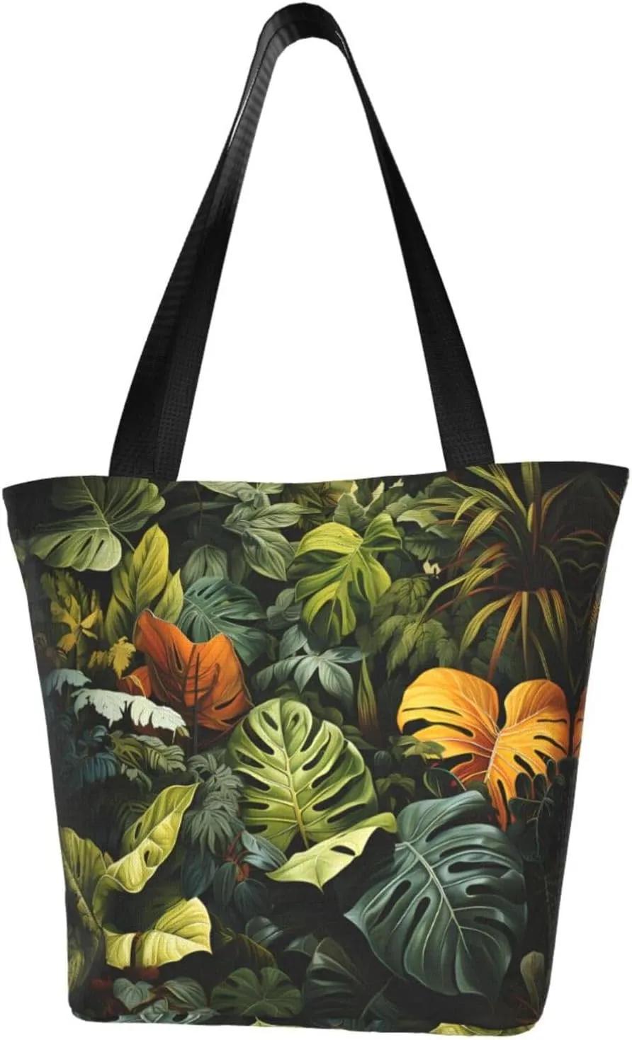 Tropical Rainforest Palm Leaves Women's fashion shoulder bag, shopping handbag, suitable for weekend travel shopping shoulder bag messenger bag