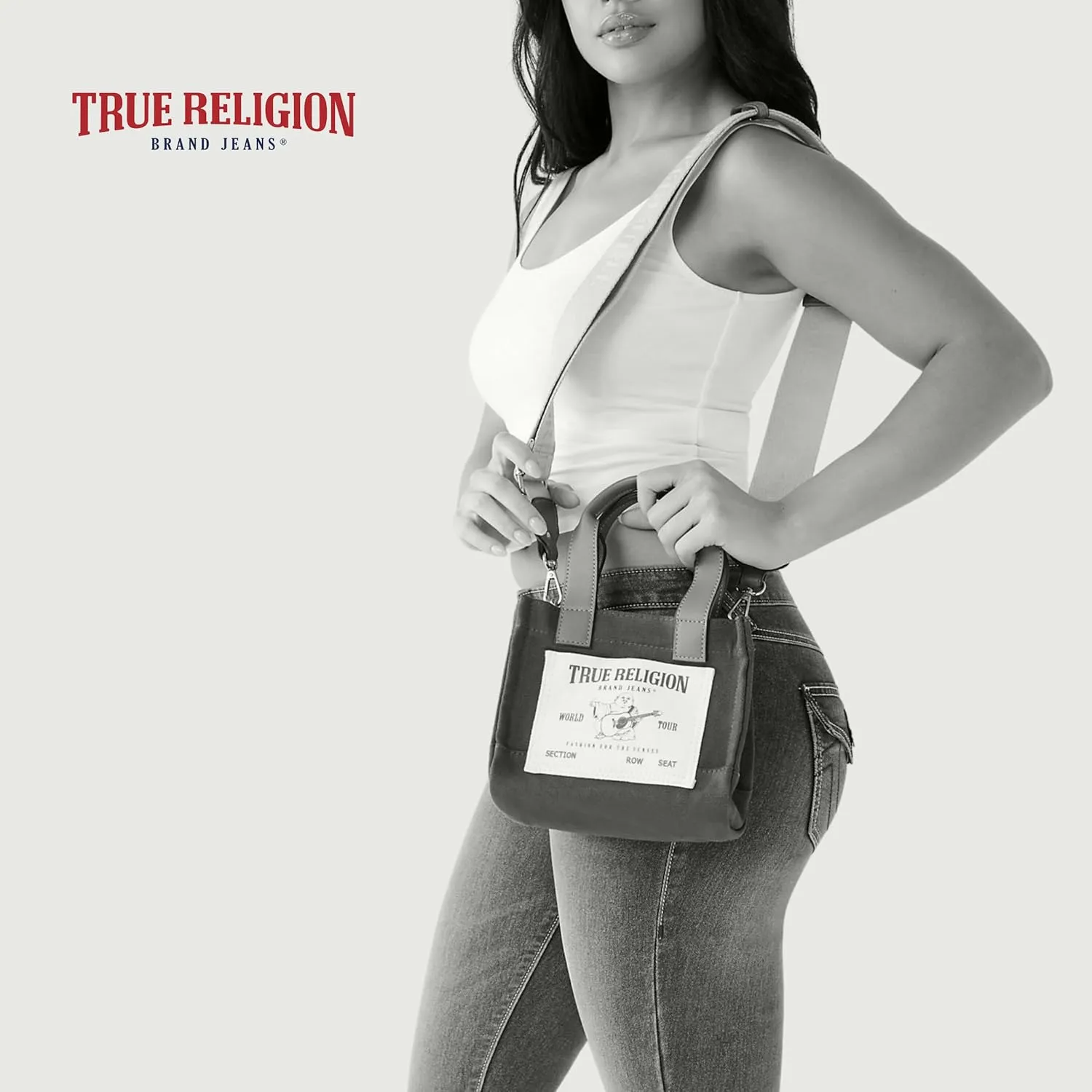 True Religion Tote Bag, Women's Mini Travel Shoulder Bag with Adjustable Strap