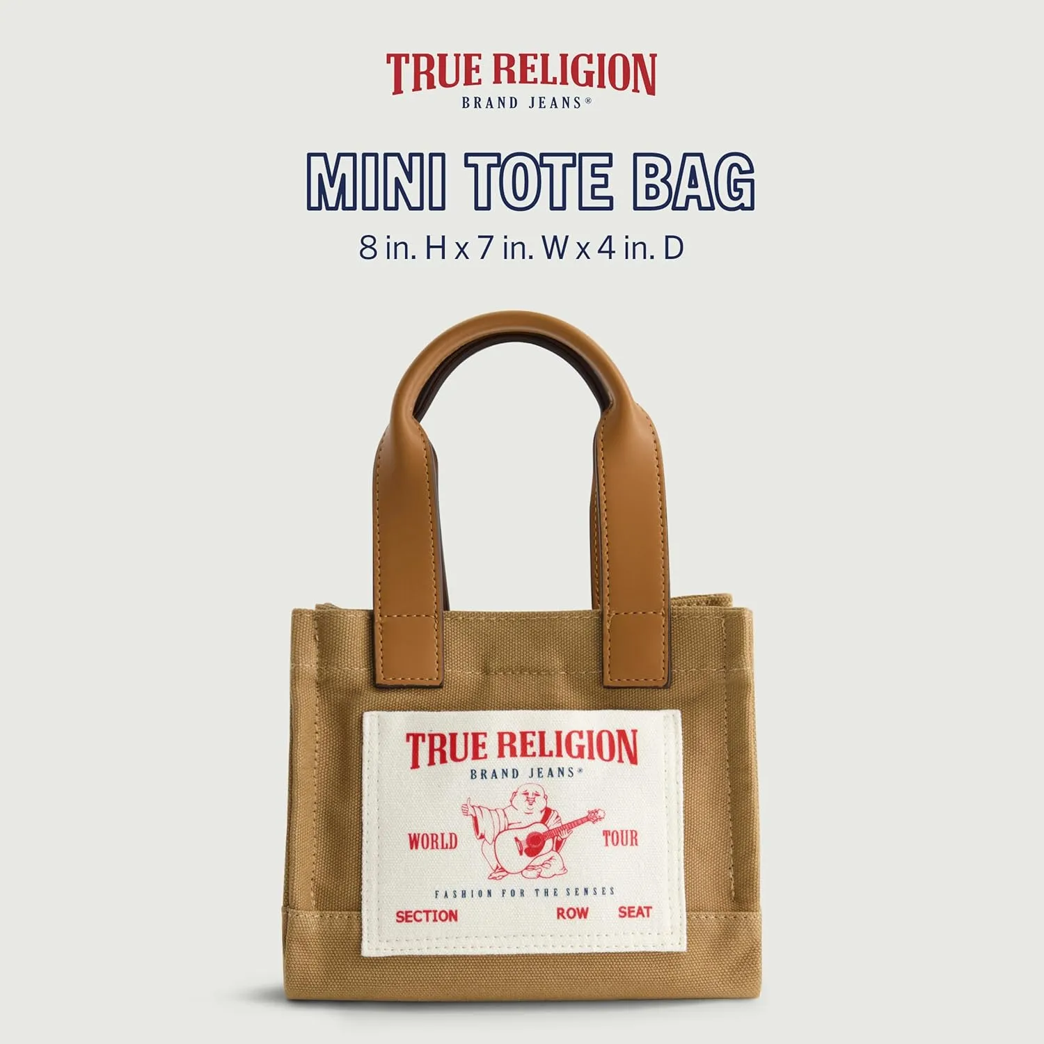 True Religion Tote Bag, Women's Mini Travel Shoulder Bag with Adjustable Strap