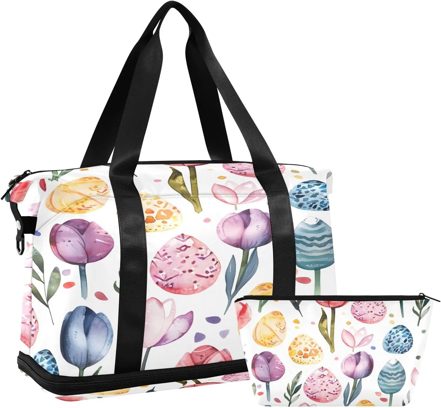 Tulip and Eggs Travel Duffel Bag Waterproof Gym Sport Tote Bag Carry On Weekender Bag with Compartment