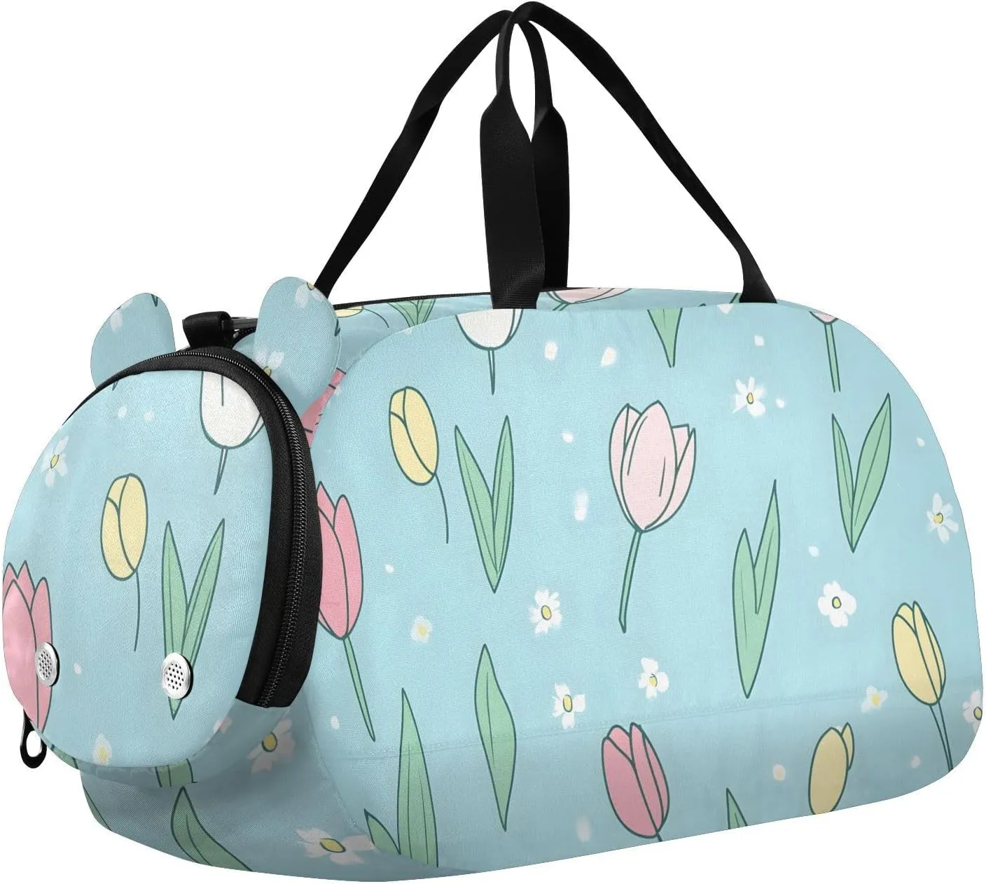 Tulip Blue Fantasy Youth Sports Duffel Bag with Ventilated Shoe Compartment|All-Season Lightweight Travel Gym Bag for Girls & Boys|Water-Resistant Gear Bag
