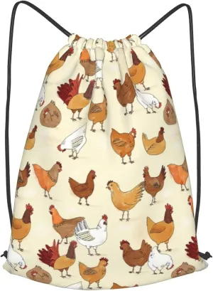 TumzfhQ Drawstring Backpack String Bag Sports Sackpack Gym Cinch Beach Travel Sack for Men Women Teens A Brood Of Chickens
