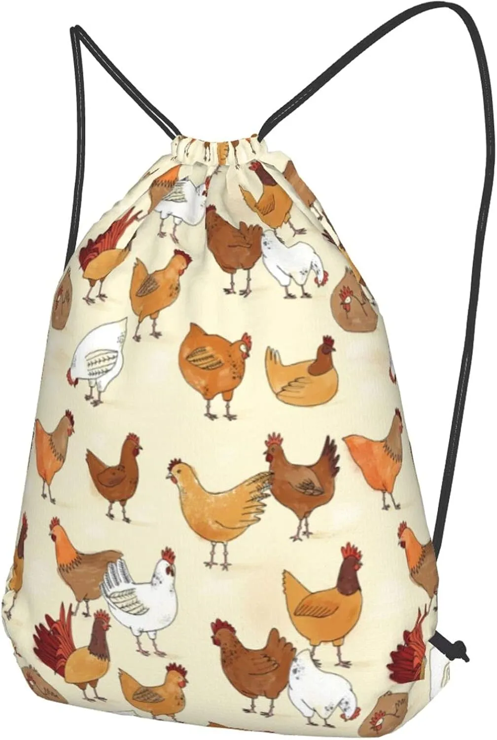 TumzfhQ Drawstring Backpack String Bag Sports Sackpack Gym Cinch Beach Travel Sack for Men Women Teens A Brood Of Chickens